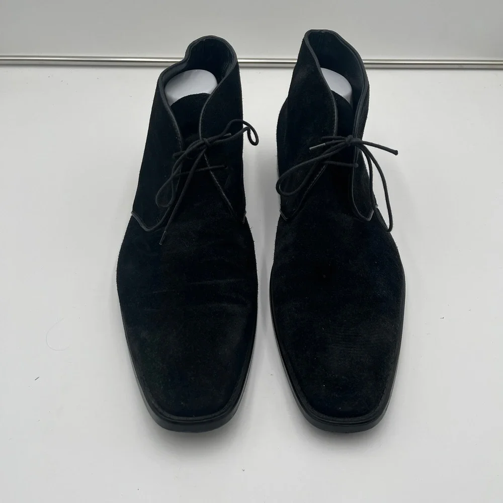 Donald J Pliner Bishop 23 Black Suede Lace-Up Chukka Boots Men's Size 14M‎